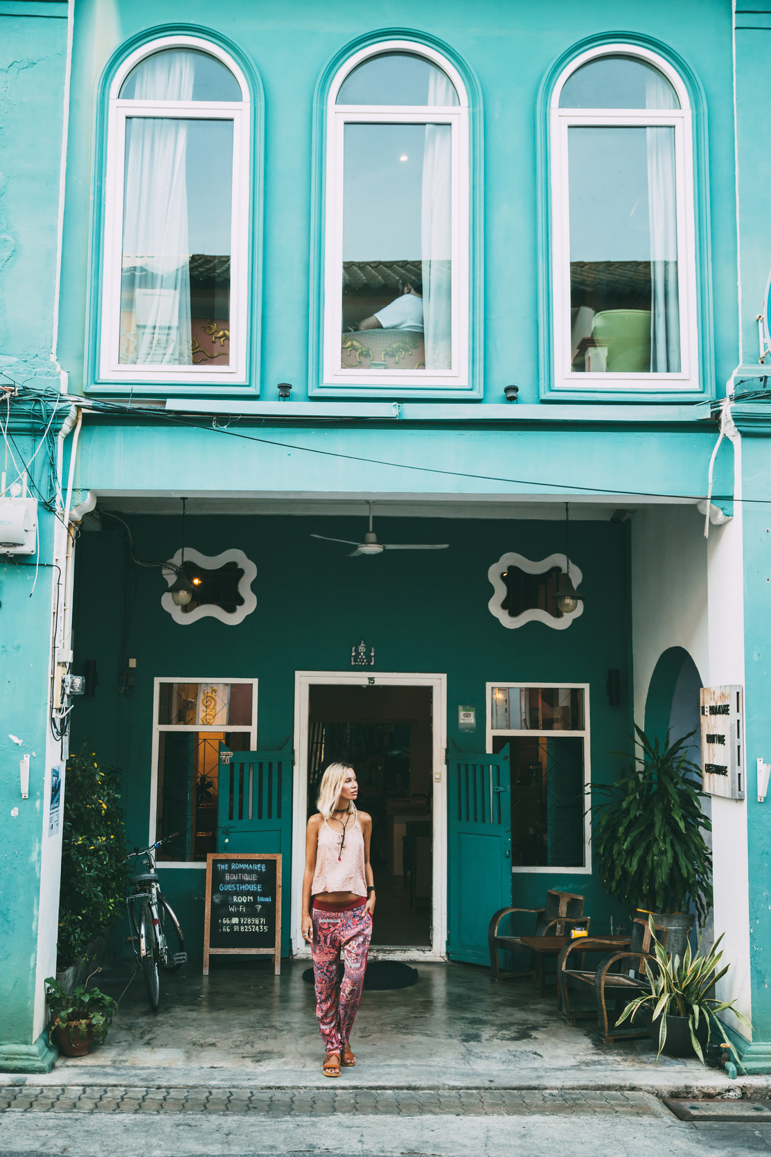 Boho Girl Walking on the City Street